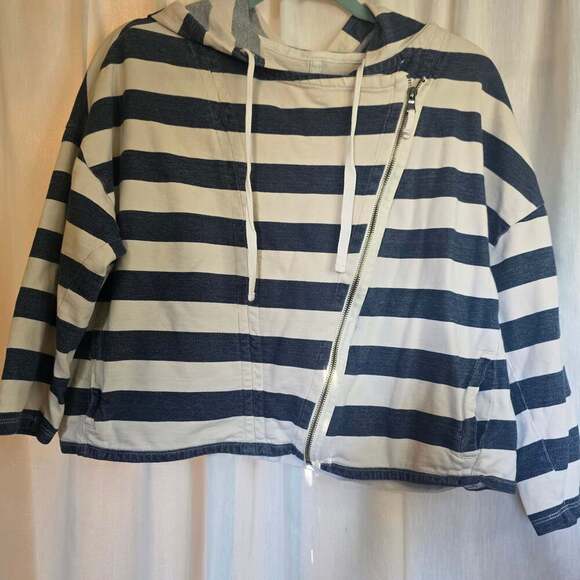 LOFT Striped full zip hoodie small - Picture 1 of 6